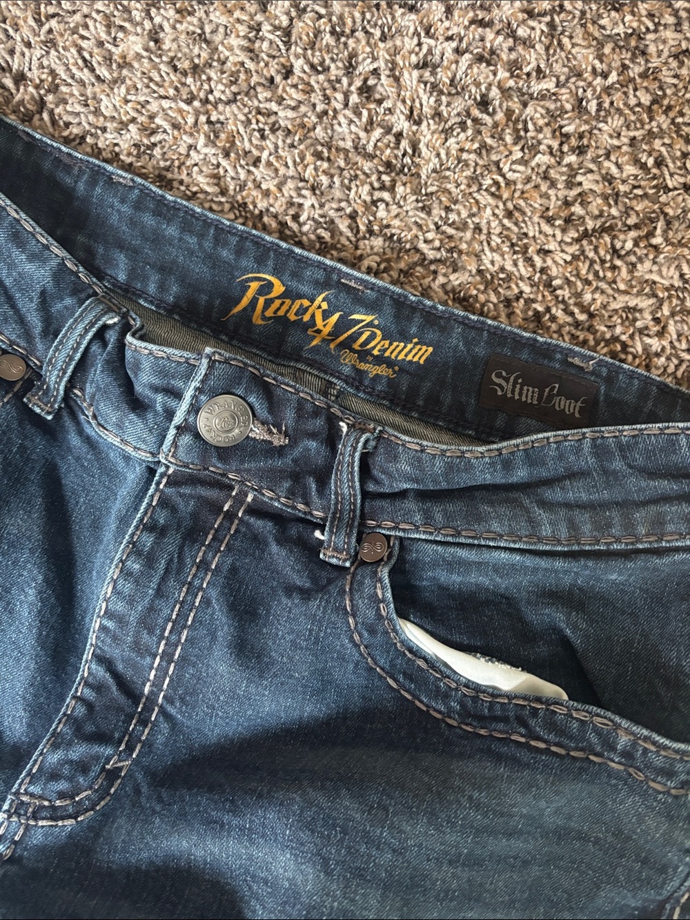 Wrangler Rock & Denim Slim Fit Jeans - Dark Blue